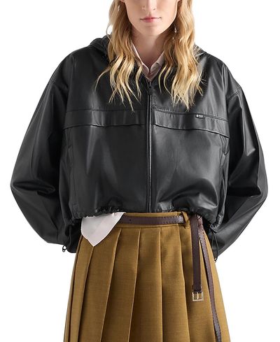 Prada Prada Hooded Nappa Leather Jacket