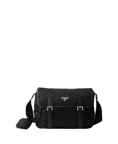Prada Prada Large Quilted Re-Nylon Shoulder Bag With Saffiano Trim