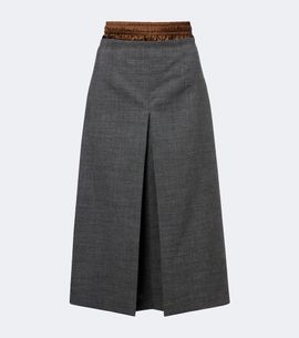 Prada Prada Layered pleated wool midi skirt