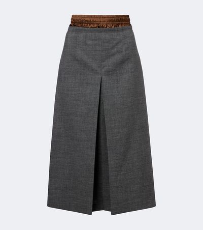 Prada Prada Layered pleated wool midi skirt