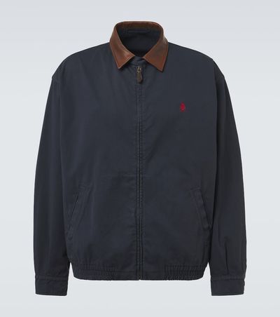 Prada Prada Leather-trimmed cotton canvas blouson jacket