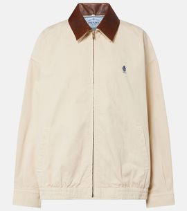 Prada Prada Leather-trimmed oversized cotton blouson jacket