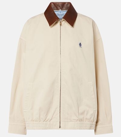 Prada Prada Leather-trimmed oversized cotton blouson jacket
