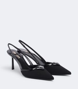 Prada Prada Leather-trimmed slingback pumps