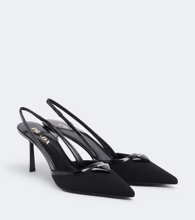 Prada Prada Leather-trimmed slingback pumps