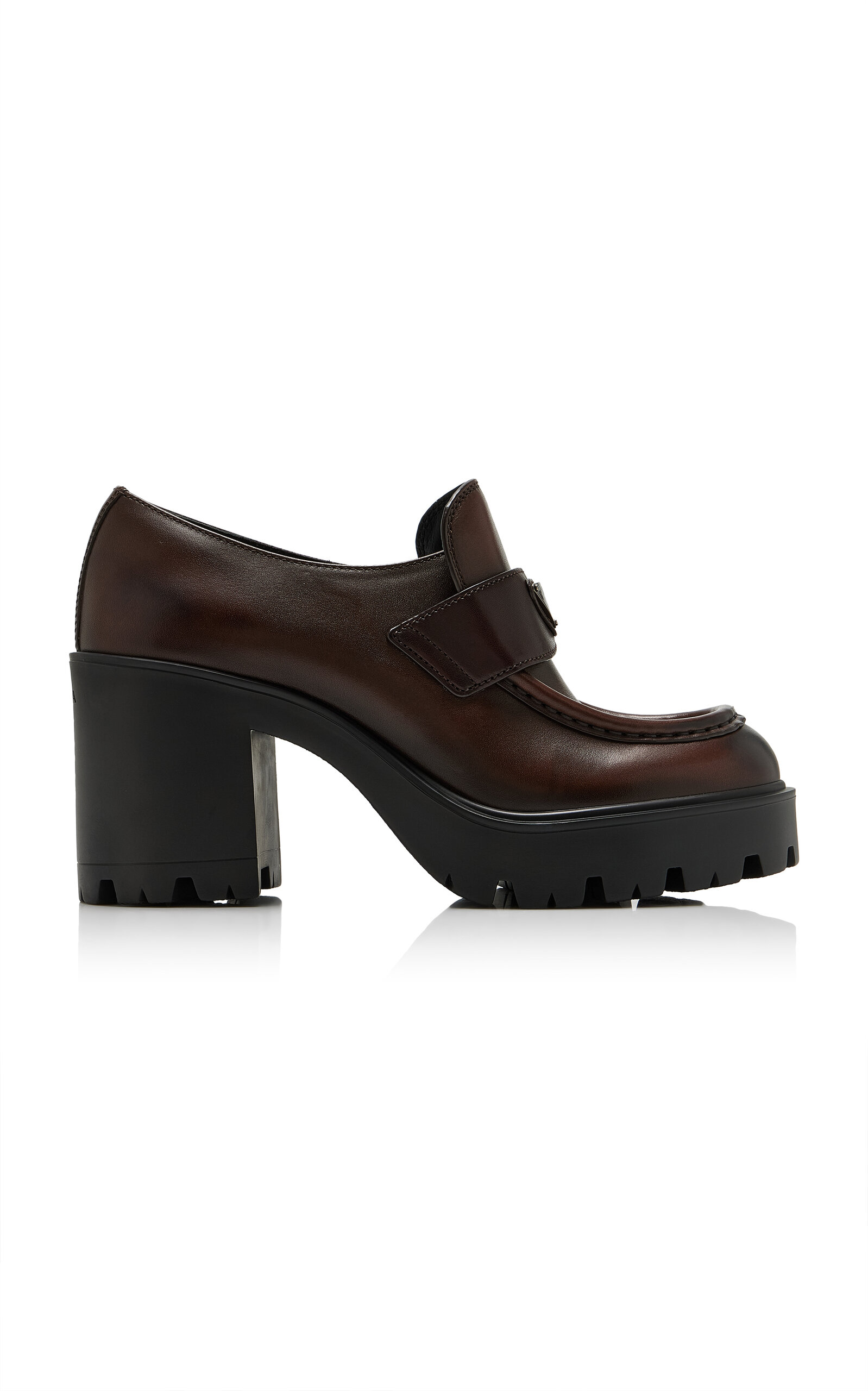 Prada Prada Leather Platform Loafer Pumps