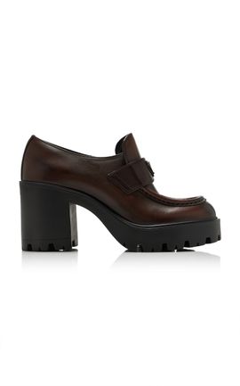 Prada Prada Leather Platform Loafer Pumps