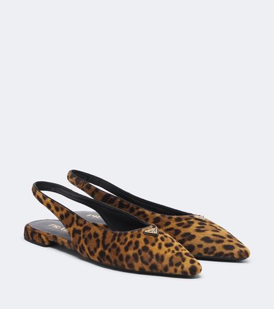 Prada Prada Leopard-print calf hair slingback flats