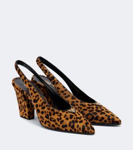 Prada Prada Leopard-print calf hair slingback pumps