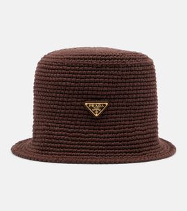 Prada Prada Logo crochet cotton bucket hat