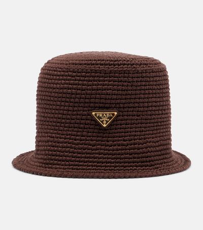 Prada Prada Logo crochet cotton bucket hat