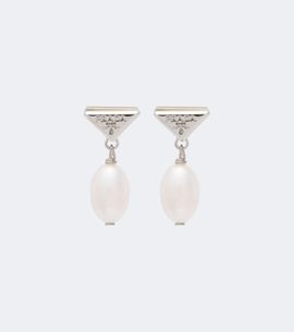 Prada Prada Logo pearl earrings