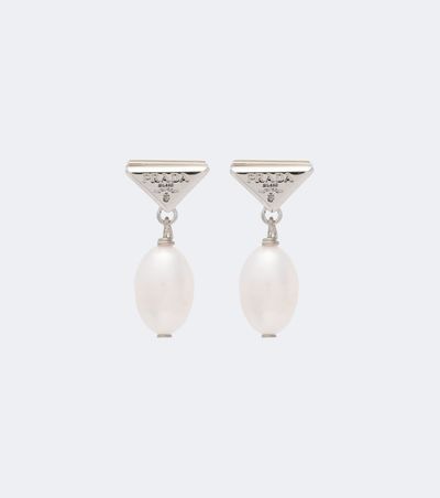 Prada Prada Logo pearl earrings