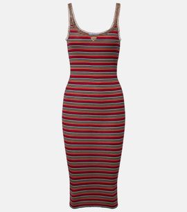 Prada Prada Logo ribbed-knit cotton midi dress