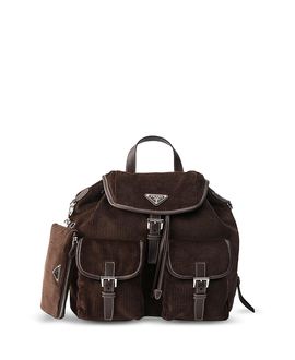 Prada Prada Medium Corduroy and Leather Backpack