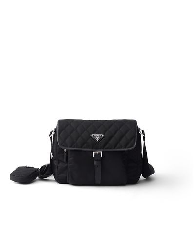 Prada Prada Medium Quilted Re-nylon Shoulder Bag With Saffiano Leather Trim