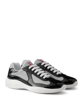 Prada Prada Men's America's Cup Sneakers Patent Leather And Technical Fabric in Charcoal