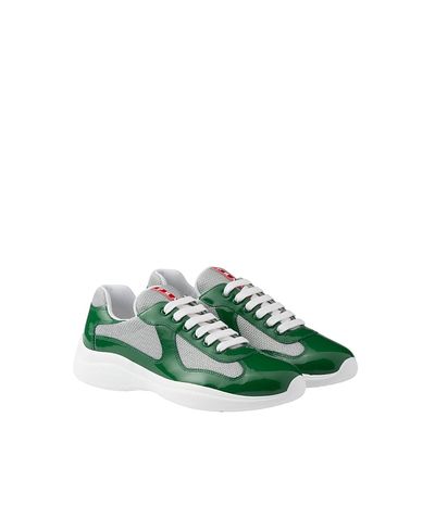 Prada Prada Men's America's Cup Sneakers Patent Leather And Technical Fabric in Dark Green