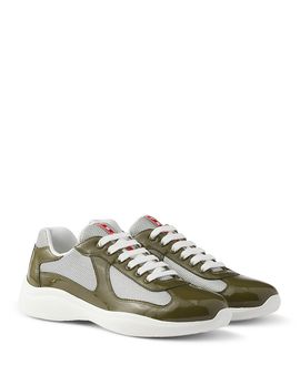 Prada Prada Men's America's Cup Sneakers Patent Leather And Technical Fabric in Green