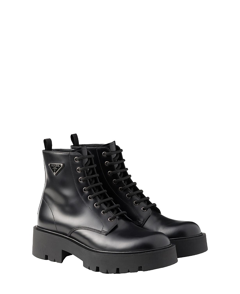 Prada - Men's Brushed Leather Combat Boots