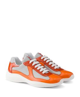 Prada Prada Men's Patent Leather and Technical Fabric Prada America's Cup Sneakers