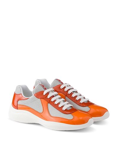 Prada Prada Men's Patent Leather and Technical Fabric Prada America's Cup Sneakers