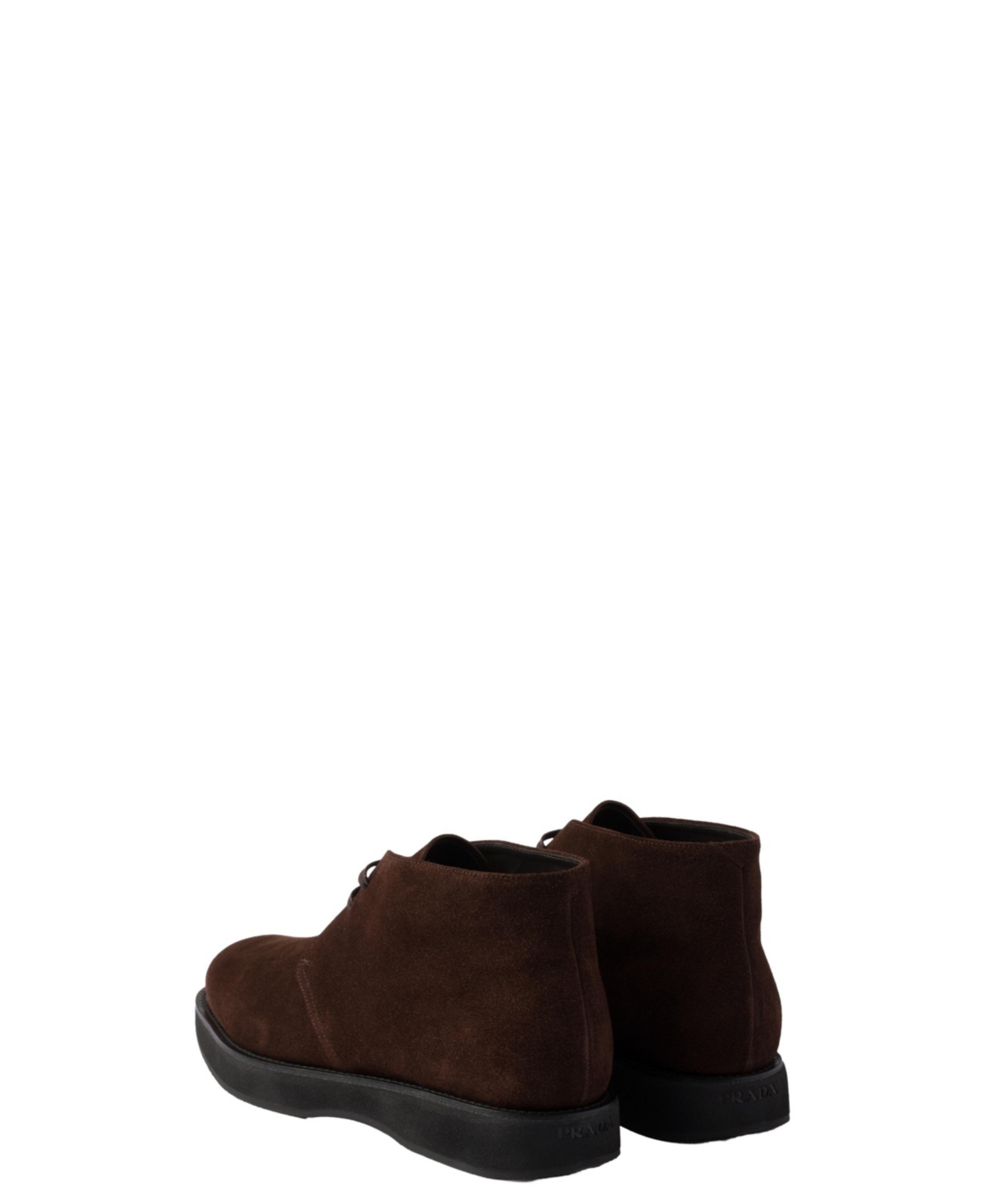 Prada Men\'s Dark Brown Leather Chukka Chelsea Boots Prada Brown Square Toe Chukka Leather Boots Men main image 3