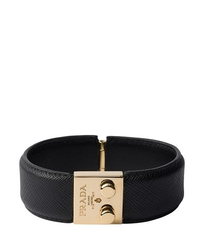 Prada Prada Metal And Saffiano Leather Bracelet