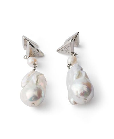 Prada Prada Metal Earrings with Pearls