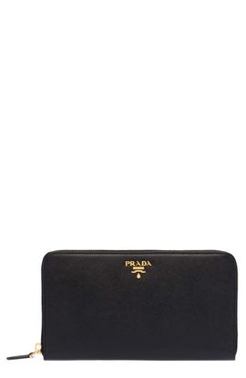 Prada Prada Oro Saffiano Leather Zip Around Wallet