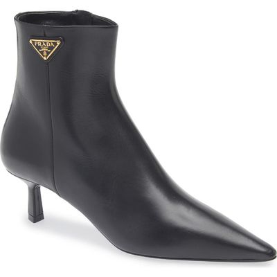 Prada Prada Pointed Toe Kitten Heel Bootie