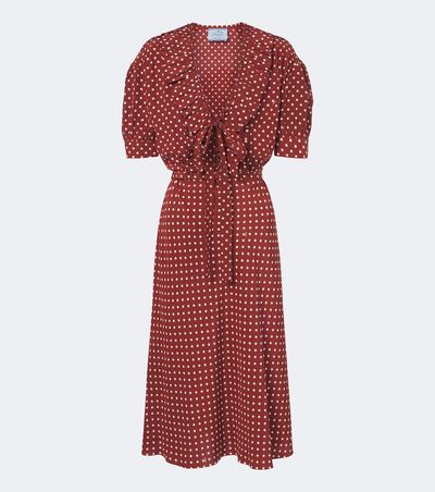 Prada Prada Polka-dot ruffled silk midi dress