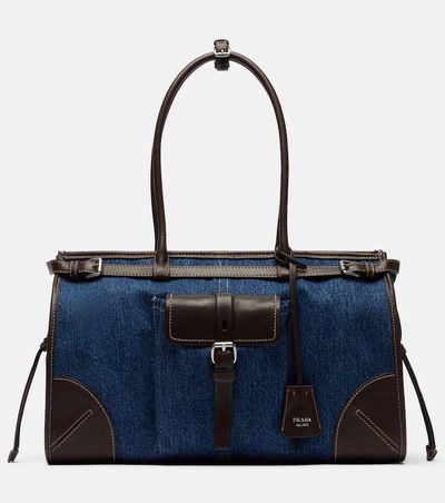 Prada Prada Prada Bonnie Large denim shoulder bag