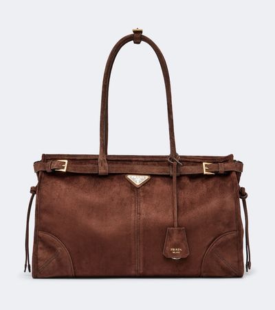 Prada Prada Prada Bonnie Large suede shoulder bag