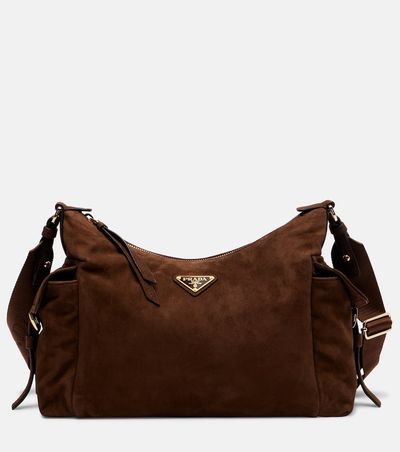 Prada Prada Prada Explore Large suede shoulder bag