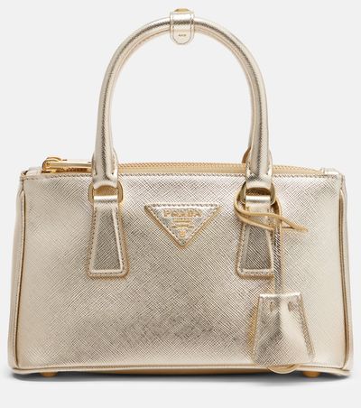 Prada Prada Prada Galleria Mini metallic leather tote bag