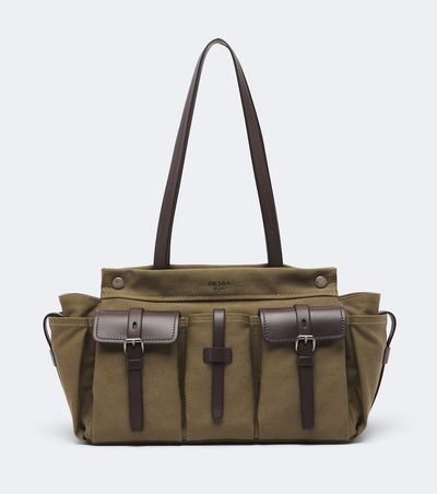 Prada Prada Prada Route Large canvas tote bag