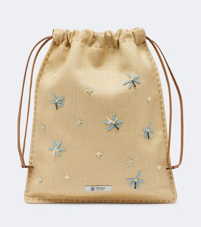 Prada Prada Prada Wish beaded canvas pouch