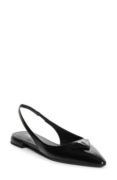 Prada Prada Puffy Logo Slingback Ballet Flat