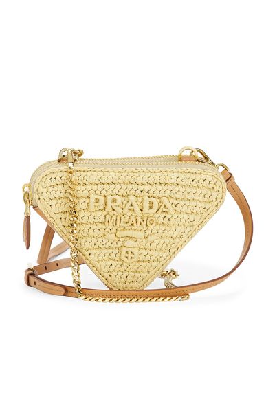 prada Prada Raffia Mini Triangle Shoulder Bag