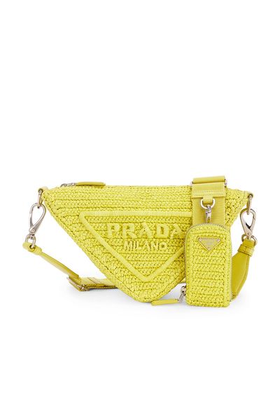 prada Prada Raffia Triangle Shoulder Bag