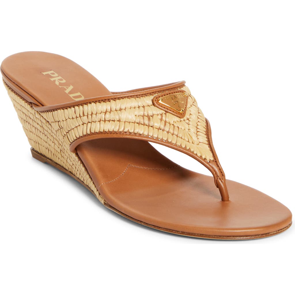Prada - Raffia Wedge Sandal