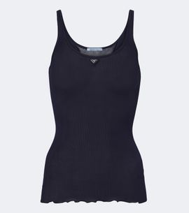 Prada Prada Ribbed-knit silk tank top