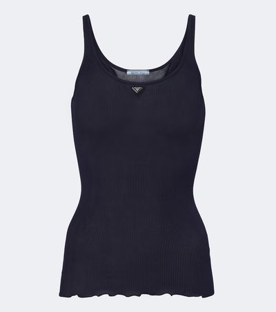 Prada Prada Ribbed-knit silk tank top