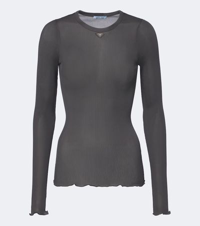 Prada Prada Ribbed-knit silk top