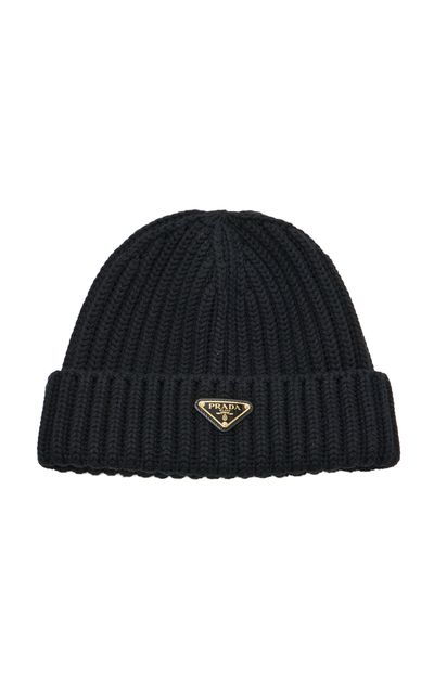 Prada Prada RibbedKnit Beanie Black S