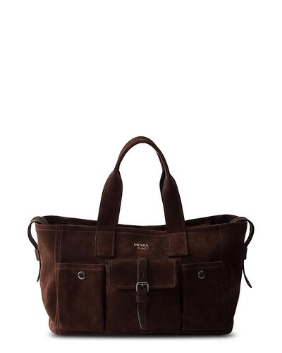 Prada Prada Route Large Suede Tote Bag