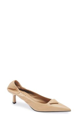 Prada Prada Ruched Logo Kitten Heel Pump
