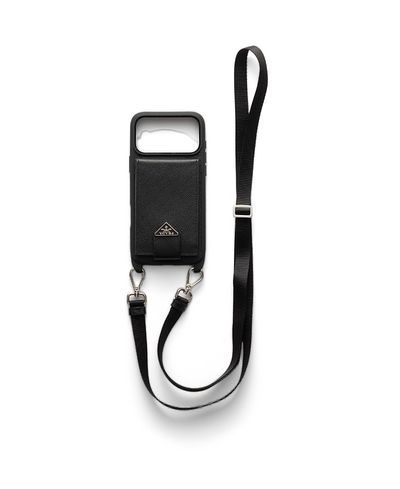 Prada Prada Saffiano Leather Case For Iphone 17 Pro Max With Shoulder Strap