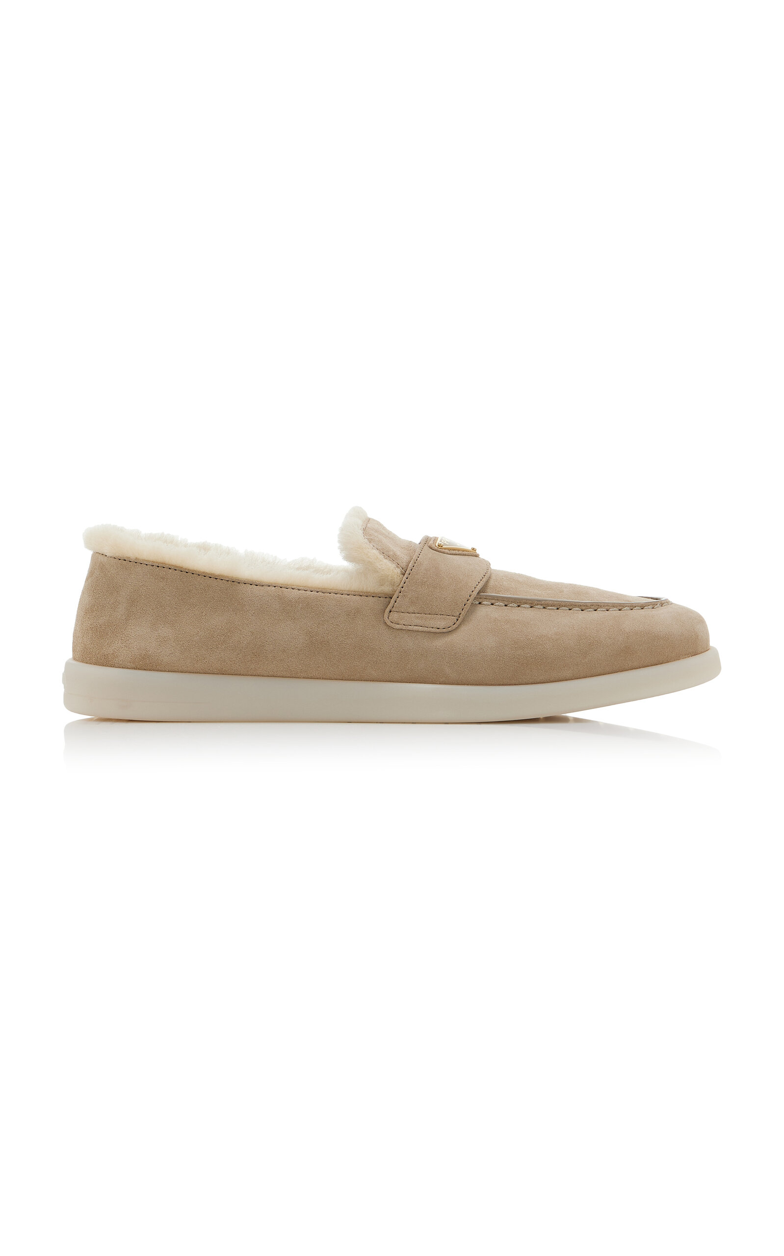 Prada Prada Saint Tropez Shearling Loafers Neutral IT 39